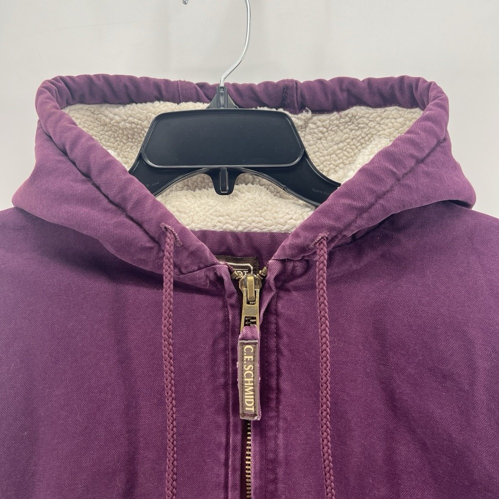 Schmidt Workwear Canvas Jacket Women M Sherpa Y2K Hoodie Fleece Lined Utility - Picture 2 of 13